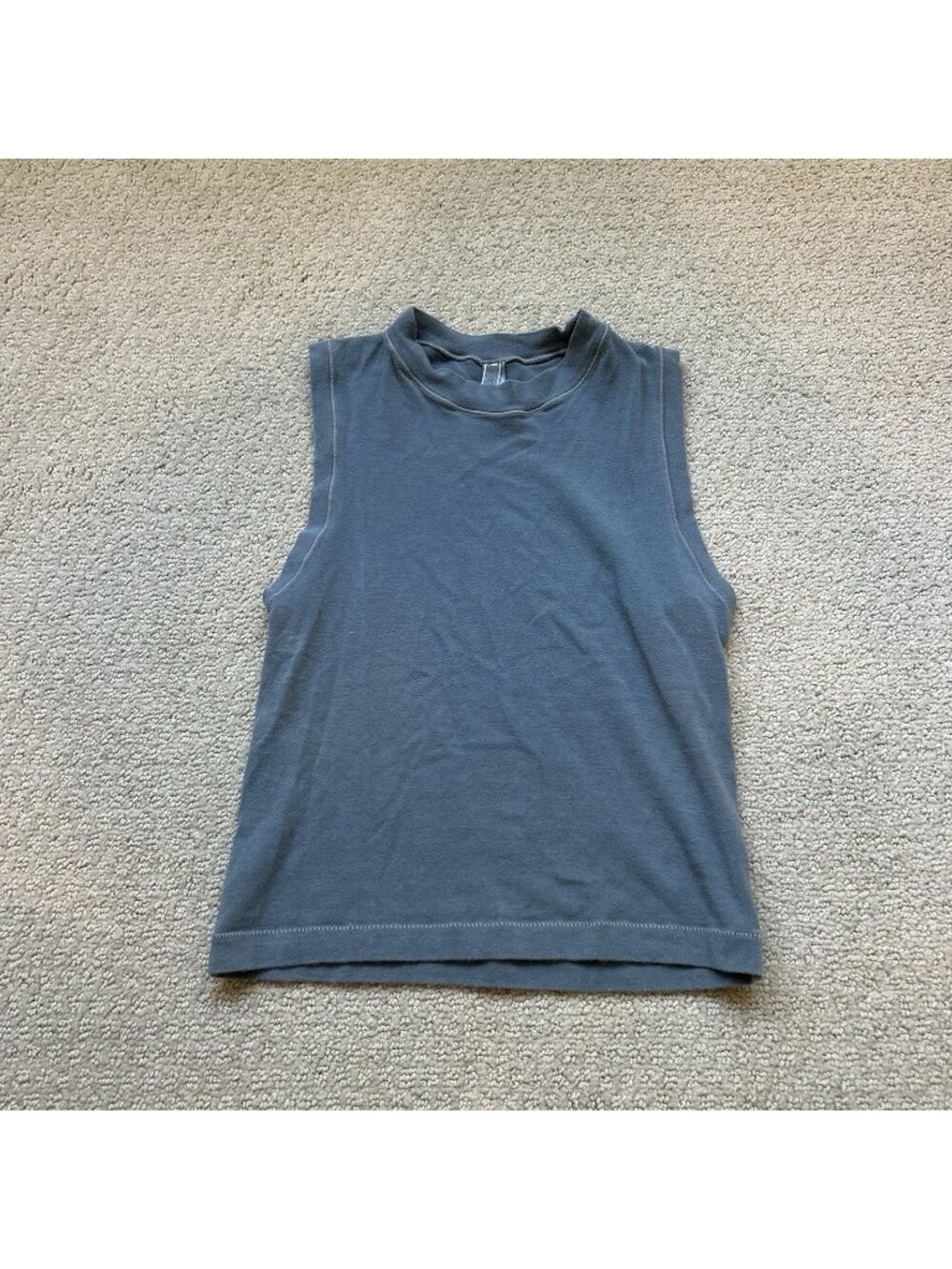 SKIMS Women’s Top Blue Ribbed Cotton Square Neck Crop Tank Size Small